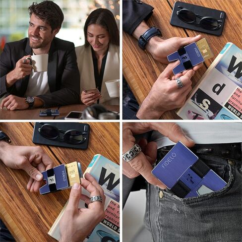 محفظة Fidelo Minimalist للرجال - محفظة رفيعة لمنع RFID للرجال وحامل بطاقات الائتمان. ألياف الكربون 3K. المحفظة المدمجة تأتي مع 4 أشرطة نقدية (أسود، رمادي داكن، رمادي فاتح وأزرق) - برستيج in Kuwait