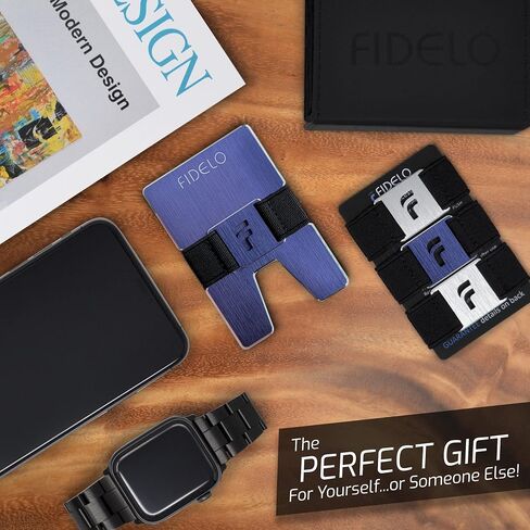 محفظة Fidelo Minimalist للرجال - محفظة رفيعة لمنع RFID للرجال وحامل بطاقات الائتمان. ألياف الكربون 3K. المحفظة المدمجة تأتي مع 4 أشرطة نقدية (أسود، رمادي داكن، رمادي فاتح وأزرق) - برستيج in Kuwait