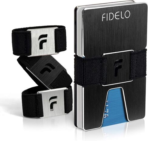 محفظة Fidelo Minimalist للرجال - محفظة رفيعة لمنع RFID للرجال وحامل بطاقات الائتمان. ألياف الكربون 3K. المحفظة المدمجة تأتي مع 4 أشرطة نقدية (أسود، رمادي داكن، رمادي فاتح وأزرق) - برستيج in Kuwait