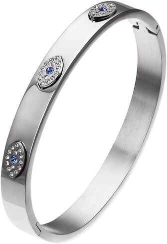 NIGHTCRUZ Evil Eye Bangel Bracelet, Stainless Steel Bangle Cuff for Men Women in Kuwait