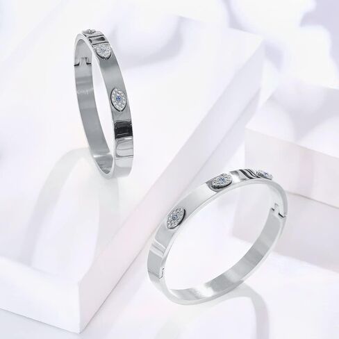 NIGHTCRUZ Evil Eye Bangel Bracelet, Stainless Steel Bangle Cuff for Men Women in Kuwait