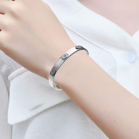 NIGHTCRUZ Evil Eye Bangel Bracelet, Stainless Steel Bangle Cuff for Men Women in Kuwait