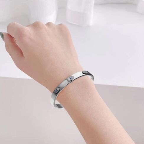 NIGHTCRUZ Evil Eye Bangel Bracelet, Stainless Steel Bangle Cuff for Men Women in Kuwait