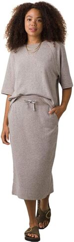 prAna Living LLC Women's Standard prAna Cozy Up Midi Skirt, Oatmeal Heather, Small in Saudi Arabia