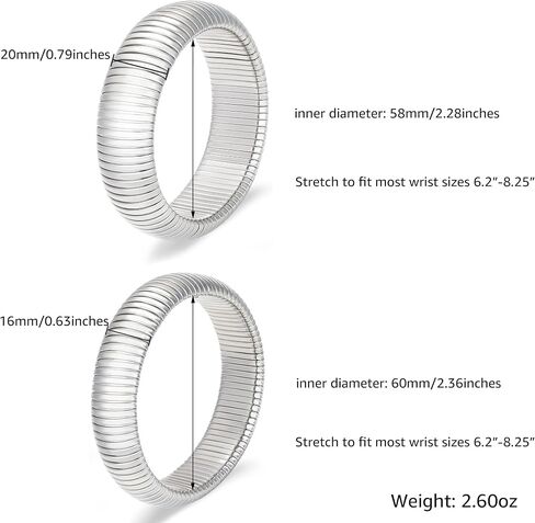MISS RIGHT Gold Chunky Stretch Snake Chain Bangle Bracelets Stack for Women Trendy, 18K Gold Filled Stainless Steel Stretchy Womens Stackable Wristband Bangles Bracelet Set of 2 in Saudi Arabia