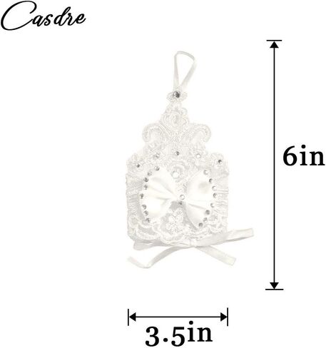 Casdre Bow Wedding Short Gloves Floral Lace Bridal Gloves Crystal Wrist Length Fingerless Gloves Jewerly for Women and Girls, Ivory, One size in Saudi Arabia