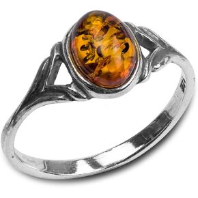 Ian and Valeri Co. Baltic Amber Sterling Silver Celtic Small Thin Ring in Saudi Arabia