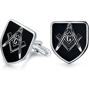 Shield Round Freemasons Compass Symbol Masonic Cuff Links For Men Blue Black Enamel Two Tone Silver Or Gold Tone Stainless Steel Hinge Bullet Back in Saudi Arabia
