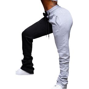 SEMATOMALA Women's Color Block Jogger Sweatpants Stacked Bell Bottom Skinny Active Workout Pants Legging with Pockets