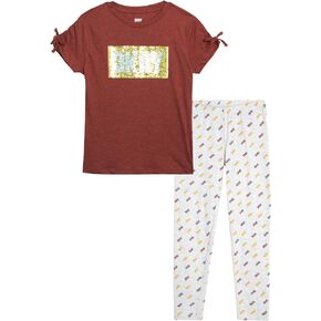 DKNY Girls' Pants Set - 2 Piece Short Sleeve T-Shirt and Leggings Kids Clothing Set