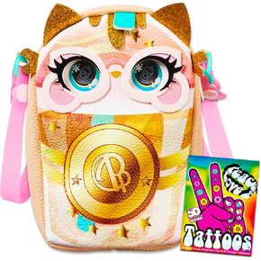 Purse Pets Treat Yo Self Catpuchino Shoulder Bag for Girls - Bundle with Cat Kitty Shoulder Clutch Crossbody Bag with Hippie Tattoos | Kitty Clutch Purse Bag for Girls Women, Purse Pets Catpuchino in Kuwait