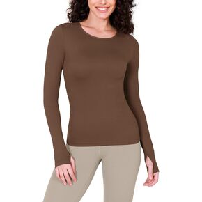ODODOS Women's Long Sleeve Shirts with Thumb Hole Cloud Feeling Soft Crew Neck Slim Fit Tee Yoga Athletic Workout Tops in Kuwait