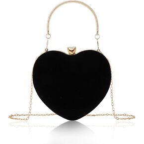 Lanpet Women Heart Shaped Evening Bag Mini Clutch Purse Chain Strap Shoulder Bag Handbag for Wedding Cocktail Party …