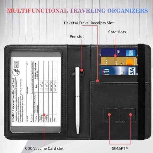 Passport Wallets and Vaccine Card Holder Combo,RFID Blocking Leather Passport Holder Cover Case with CDC Vaccination Card Slot,Travel Documents Organizer Protector+Metal Pen,Blessed Sunflower in Saudi Arabia