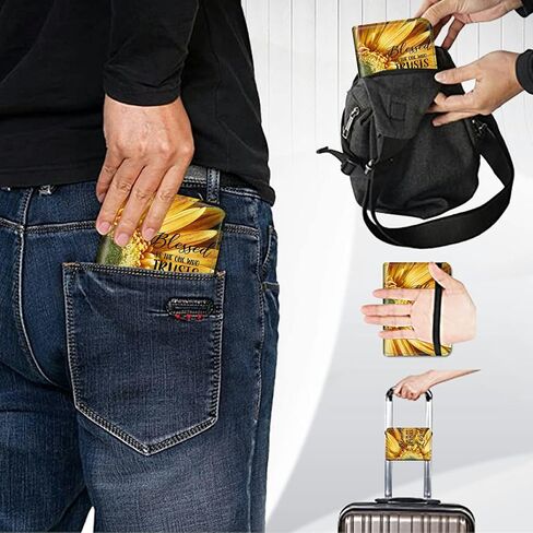 Passport Wallets and Vaccine Card Holder Combo,RFID Blocking Leather Passport Holder Cover Case with CDC Vaccination Card Slot,Travel Documents Organizer Protector+Metal Pen,Blessed Sunflower in Saudi Arabia