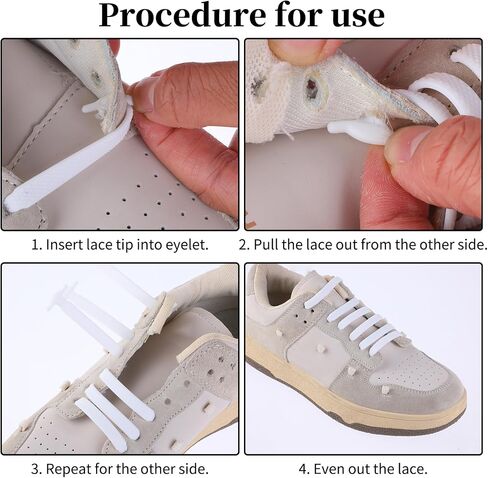 WLLHYF No Tie Shoe Laces Stretchy Silicone Elastic Lazy Shoelaces Rubber Flat Shoe Ties One Size Fits All Kids Adults in Saudi Arabia