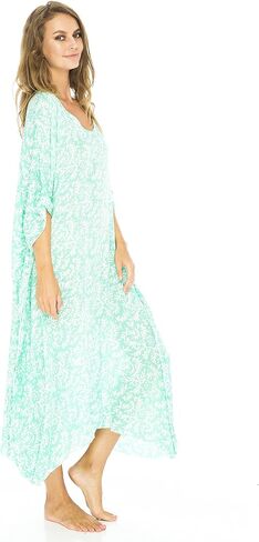 Back From Bali Womens Loose Maxi Long Beach Dress Cover Up Caftan Floral in Saudi Arabia