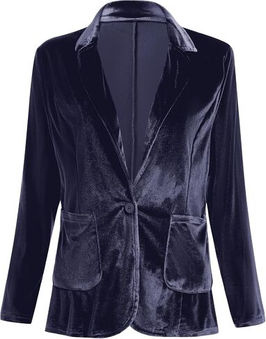 Velvet Blazer Jackets for Women Open Front Long Sleeve Lapel Collar Velvet Jacket Coat with Pockets in Kuwait