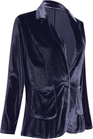 Velvet Blazer Jackets for Women Open Front Long Sleeve Lapel Collar Velvet Jacket Coat with Pockets in Kuwait