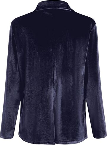 Velvet Blazer Jackets for Women Open Front Long Sleeve Lapel Collar Velvet Jacket Coat with Pockets in Kuwait