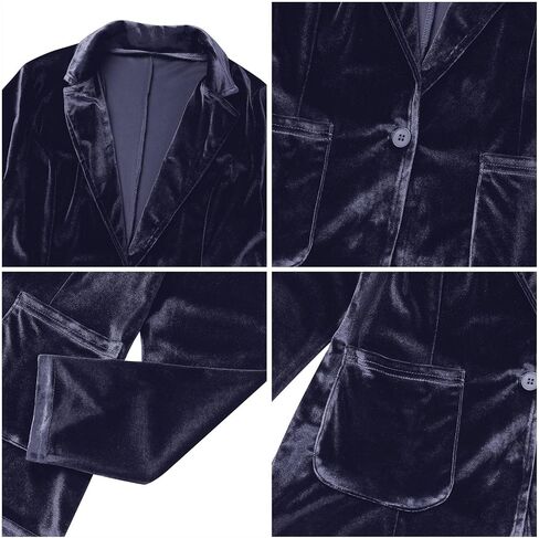 Velvet Blazer Jackets for Women Open Front Long Sleeve Lapel Collar Velvet Jacket Coat with Pockets in Kuwait