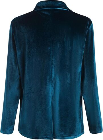 Velvet Blazer Jackets for Women Open Front Long Sleeve Lapel Collar Velvet Jacket Coat with Pockets in Kuwait