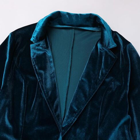 Velvet Blazer Jackets for Women Open Front Long Sleeve Lapel Collar Velvet Jacket Coat with Pockets in Kuwait