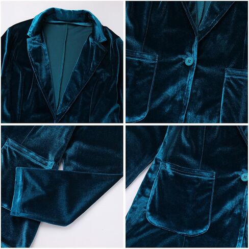 Velvet Blazer Jackets for Women Open Front Long Sleeve Lapel Collar Velvet Jacket Coat with Pockets in Kuwait
