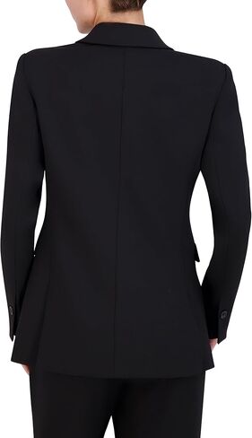 BCBGMAXAZRIA Women's V Neck Long Sleeve Straight Fit Blazer with Front Button Closure, Black in Saudi Arabia