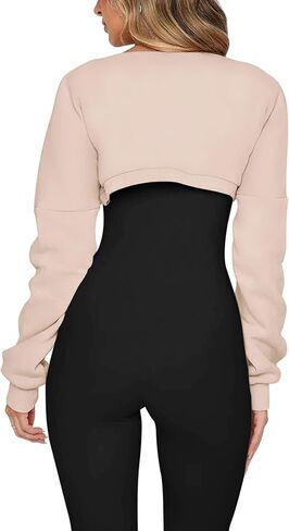 سترة نسائية LASLULU Y2K بوليرو مفتوحة من الأمام تتغاضى عن سترة الخريف بأكمام طويلة سترة مقصوصة للخروج سترة علوية قصيرة ملابس خارجية in Kuwait