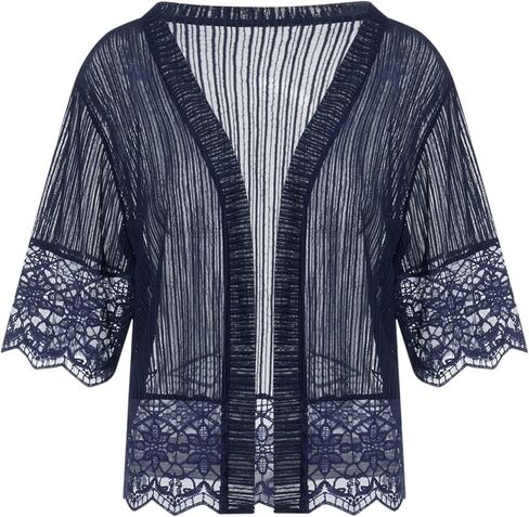 Women Casual Lace Crochet Cardigan Short Sleeve Sheer Cover Up Jacket Ruffle Open Front Blouse Tops Summer Kimono Cardigans in Saudi Arabia