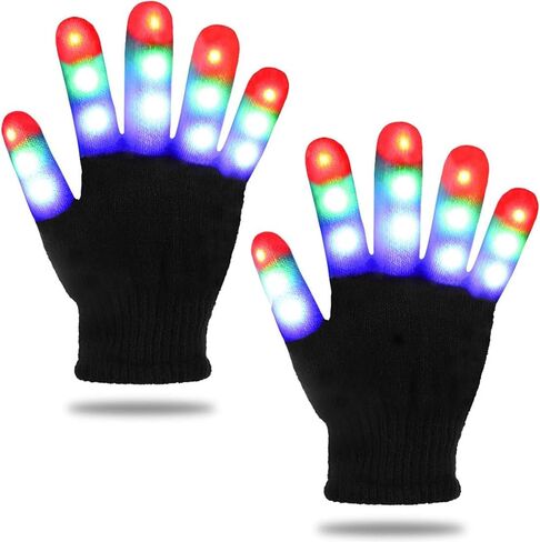قفازات إضاءة LED من COTRUERE مع 3 ألوان و6 أوضاع للأطفال ألعاب ممتعة رائعة هدايا لحفلات أعياد الميلاد والكريسماس وعيد الهالوين وعيد الفصح للأطفال من عمر 3 4 5 6 7 8 سنوات للأولاد والبنات in Kuwait