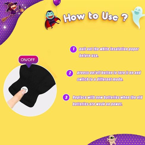 قفازات إضاءة LED من COTRUERE مع 3 ألوان و6 أوضاع للأطفال ألعاب ممتعة رائعة هدايا لحفلات أعياد الميلاد والكريسماس وعيد الهالوين وعيد الفصح للأطفال من عمر 3 4 5 6 7 8 سنوات للأولاد والبنات in Kuwait