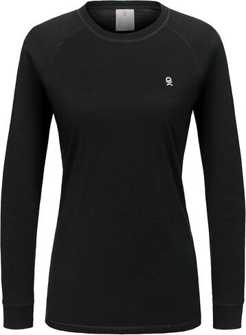 Little Donkey Andy Women's Lightweight Thermal Underwear Tops, Wool Base Layer Winter Long Sleeve Shirts, Quick Dry Wicking (Black S) in Saudi Arabia
