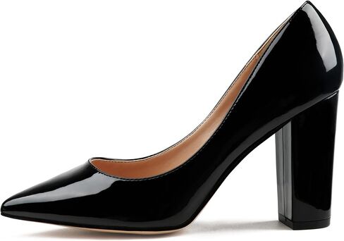 JOY IN LOVE Chunky Heels for Women High Block Heel Pointy Toe Dress Work Pumps in Saudi Arabia