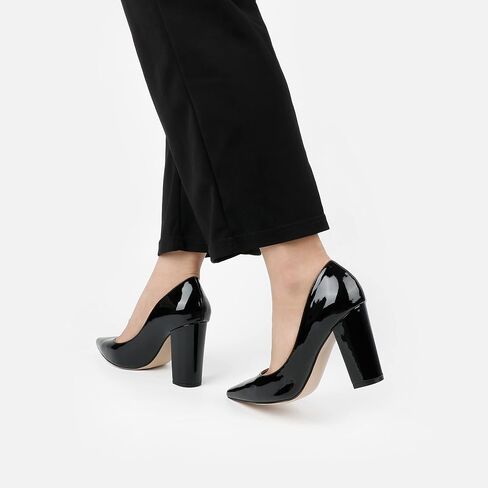 JOY IN LOVE Chunky Heels for Women High Block Heel Pointy Toe Dress Work Pumps in Saudi Arabia