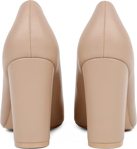 JOY IN LOVE Chunky Heels for Women High Block Heel Pointy Toe Dress Work Pumps in Kuwait