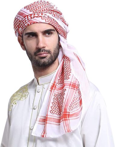 Clobeau Men Arab Kafiya Keffiyeh Arabic Muslim Head Wrap Scarf Shemagh Turban Headwear in Saudi Arabia