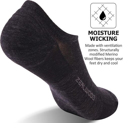 ZEAL WOOD 3 Pairs Mens Womens Merino Wool Ankle Athletic Socks Low Cut Running Golf Tennis Hiking Socks Quarter in Saudi Arabia