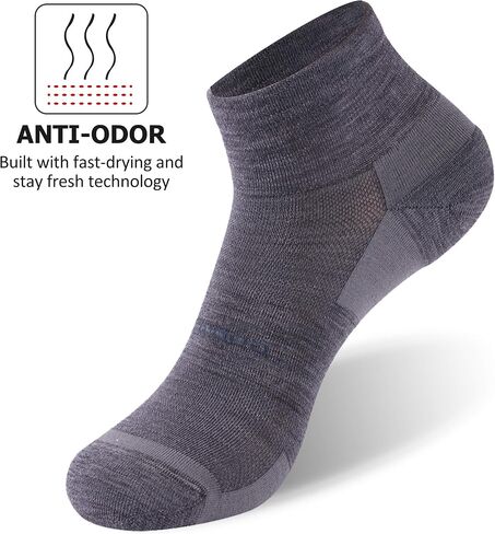 ZEAL WOOD 3 Pairs Mens Womens Merino Wool Ankle Athletic Socks Low Cut Running Golf Tennis Hiking Socks Quarter in Kuwait