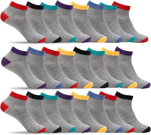E2 Project Womens Multipack of Ultra Thin & Lightweight Ankle Socks, Assorted Colors, Pack of 12 or 24 Pairs in Bulk in Saudi Arabia