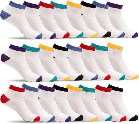 E2 Project Womens Multipack of Ultra Thin & Lightweight Ankle Socks, Assorted Colors, Pack of 12 or 24 Pairs in Bulk in Saudi Arabia