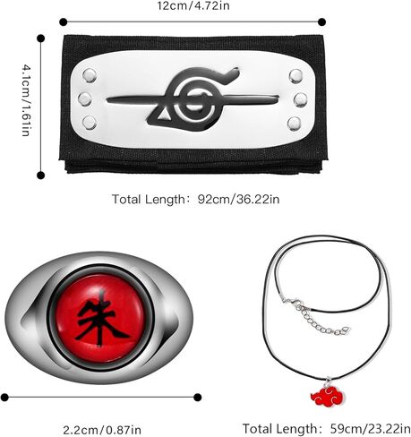 Kitimi Akatsuki Cloak Itachi Anime Cosplay زي للأطفال، عباءة سوداء للبالغين أزياء الهالوين مع قلادة عصابة الرأس in Kuwait