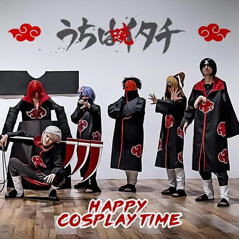 Kitimi Akatsuki Cloak Itachi Anime Cosplay زي للأطفال، عباءة سوداء للبالغين أزياء الهالوين مع قلادة عصابة الرأس in Kuwait