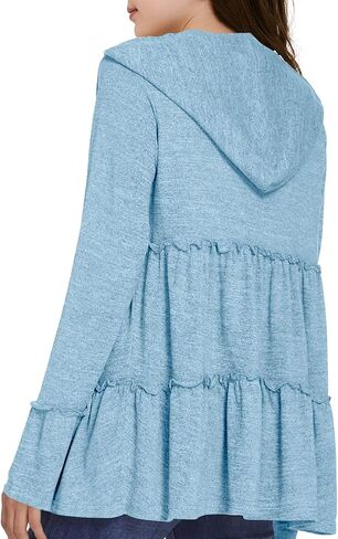 Meikulo بنات كشكش زمم هوديس سترة أطفال موضة مطوي طبقات قمصان سويت شيرت بقلنسوة معطف 5-14 سنة in Kuwait