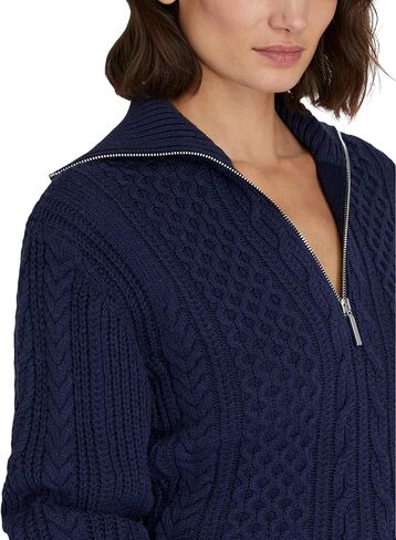 Club Monaco Women's Cropped Cable Knit Quarter Zip Sweater in Saudi Arabia