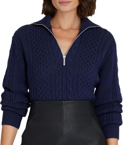 Club Monaco Women's Cropped Cable Knit Quarter Zip Sweater in Saudi Arabia