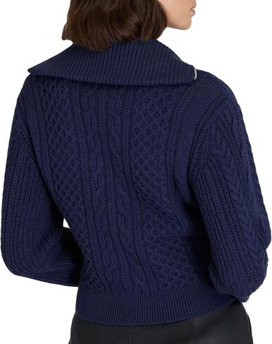 Club Monaco Women's Cropped Cable Knit Quarter Zip Sweater in Saudi Arabia
