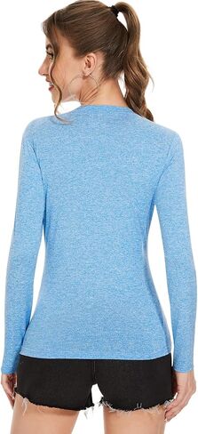 تي شيرت نسائي من Ullnoy بأكمام طويلة ورقبة على شكل V وأكمام طويلة للتمرين للنساء ورقبة على شكل V وماصة للرطوبة وأكمام طويلة in Kuwait