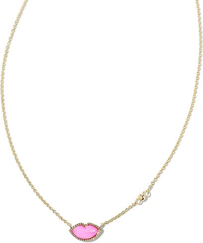 Kendra Scott, Women's, Lips Pendant Necklace, Gold Hot Pink Mother of Pearl, One Size in Saudi Arabia